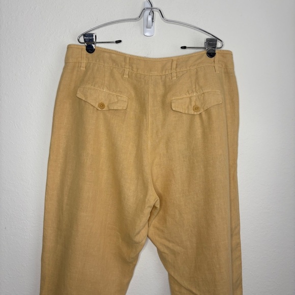 Poetry Mustard Yellow 100% Linen Pants Tapered Leg Size 14 - Picture 4 of 8